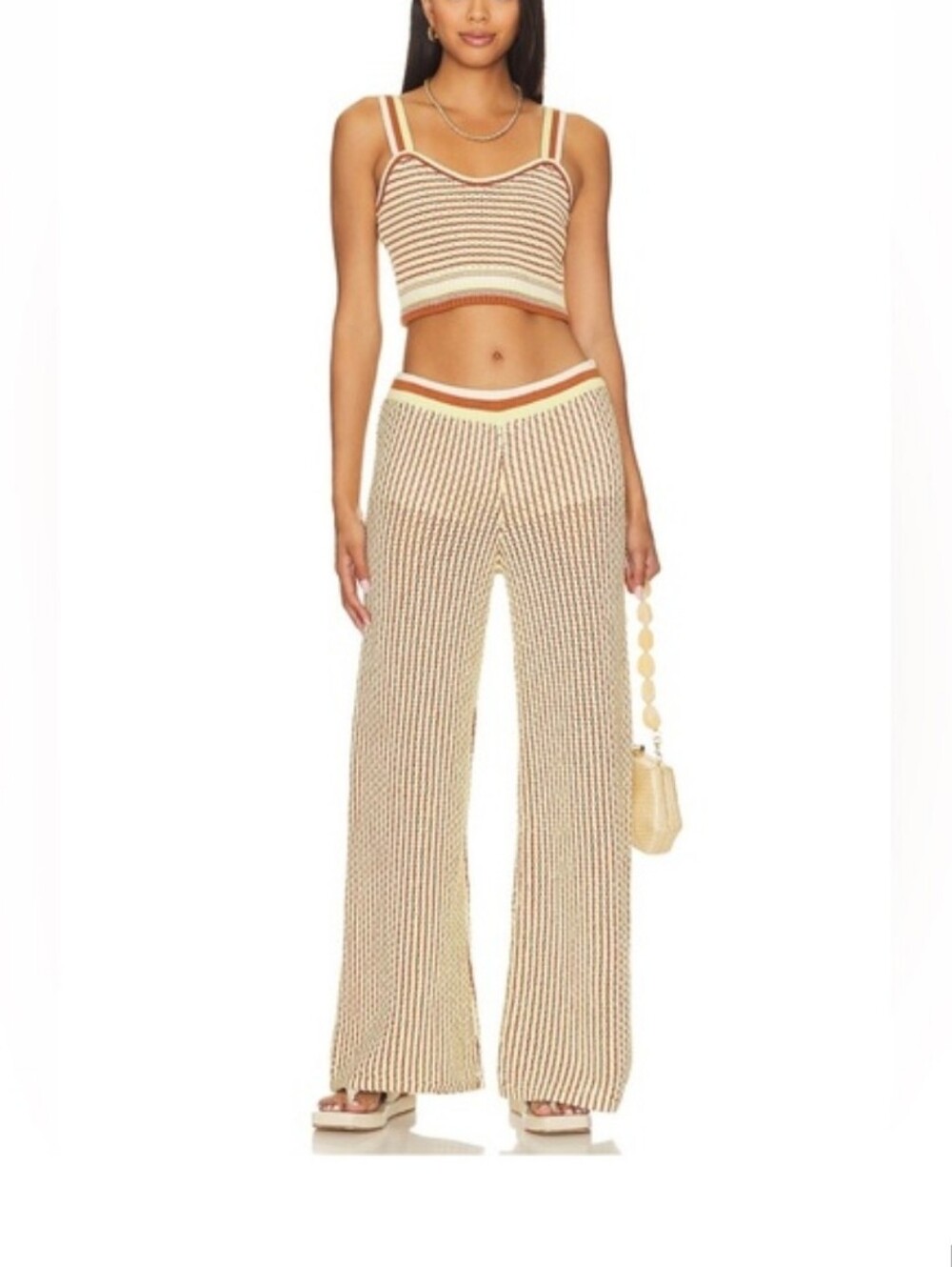 Monrow Crochet Set, Like New S Crop And Pant
